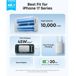 Anker Nano Power Bank 10,000mAh – 45W Fast Charging with Built-in USB-C Cable | White