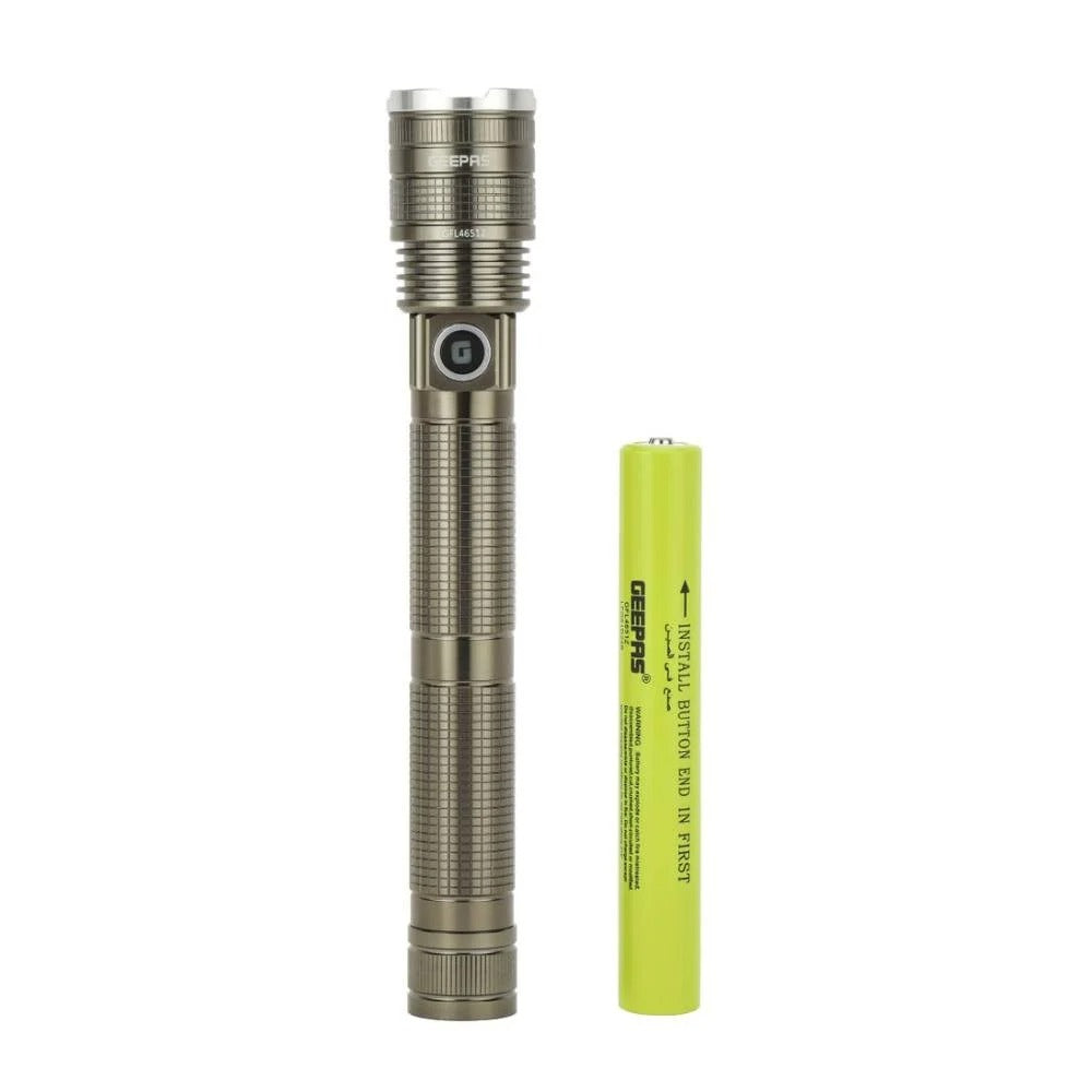 Geepas Zoomable LED Flashlight 10 Hours Runtime 20W Output