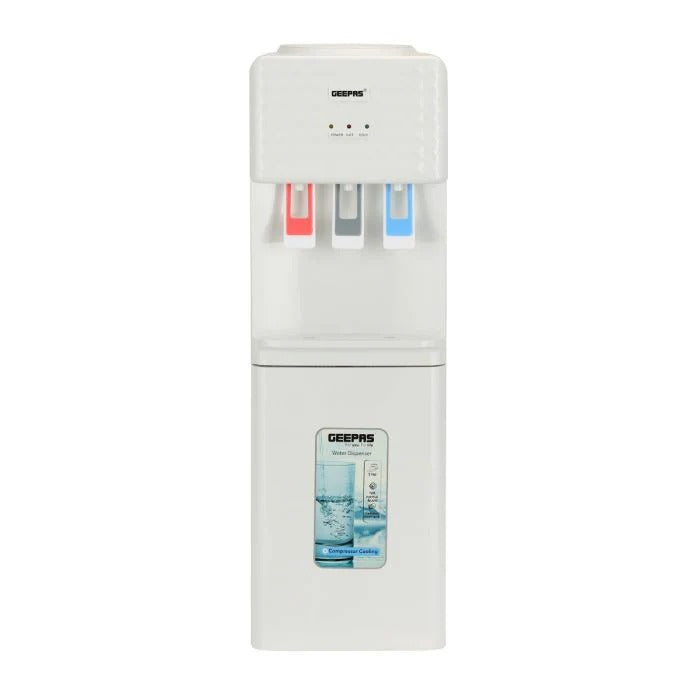Geepas Water Dispenser – Hot, Cold & Normal, 3 Taps, Stainless Steel Tank