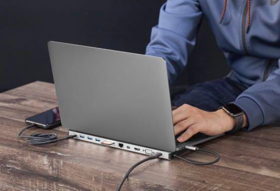 Momax OneLink 12-in-1 USB-C Docking Station – 100W PD, 4K HDMI, USB 3.0, Micro SD & Mini DisplayPort | Silver