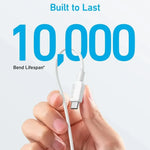 شاحن أنكر ثنائي المنفذ سريع الشحن بقدرة 20 واط مع كابل USB-C | أبيض