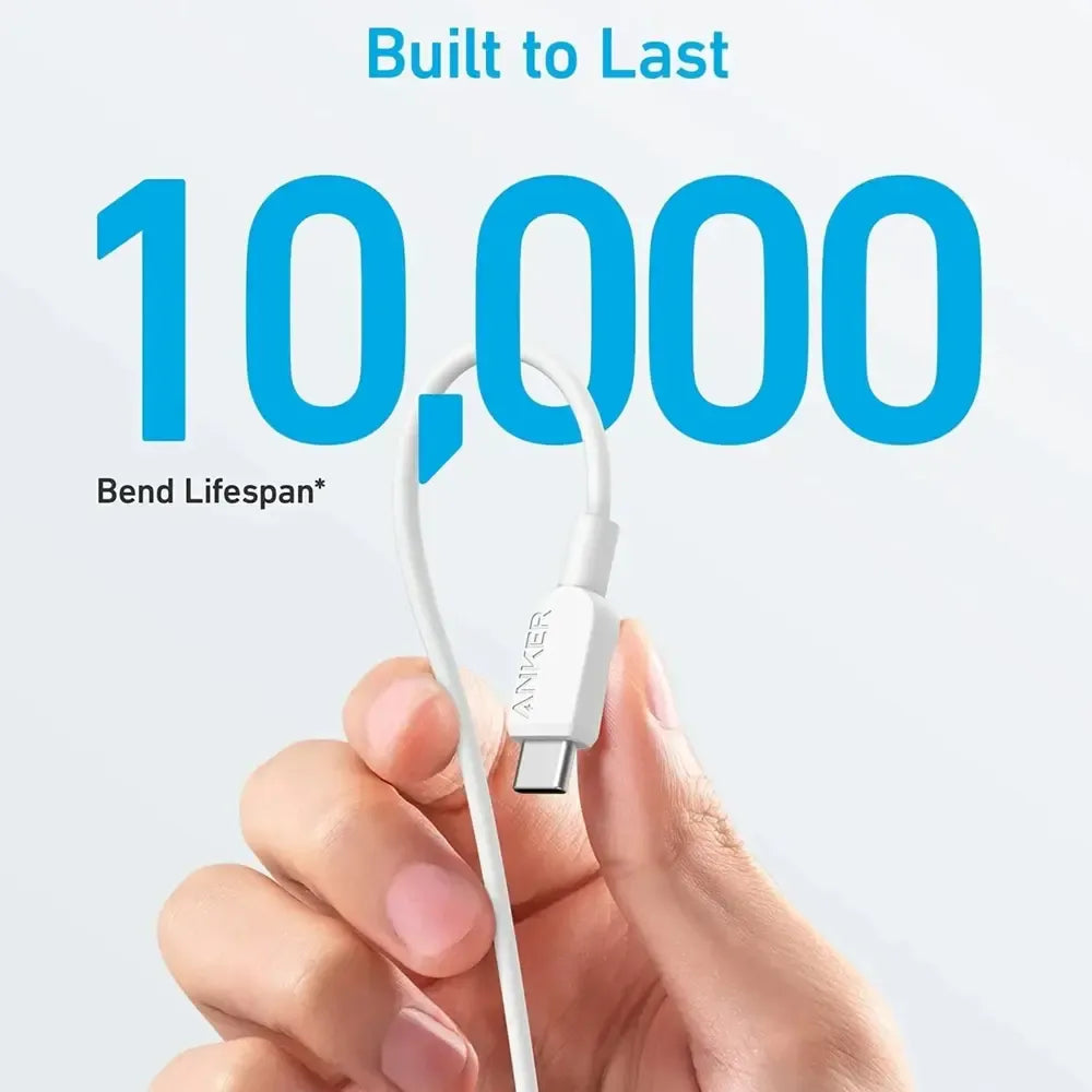 شاحن أنكر ثنائي المنفذ سريع الشحن بقدرة 20 واط مع كابل USB-C | أبيض