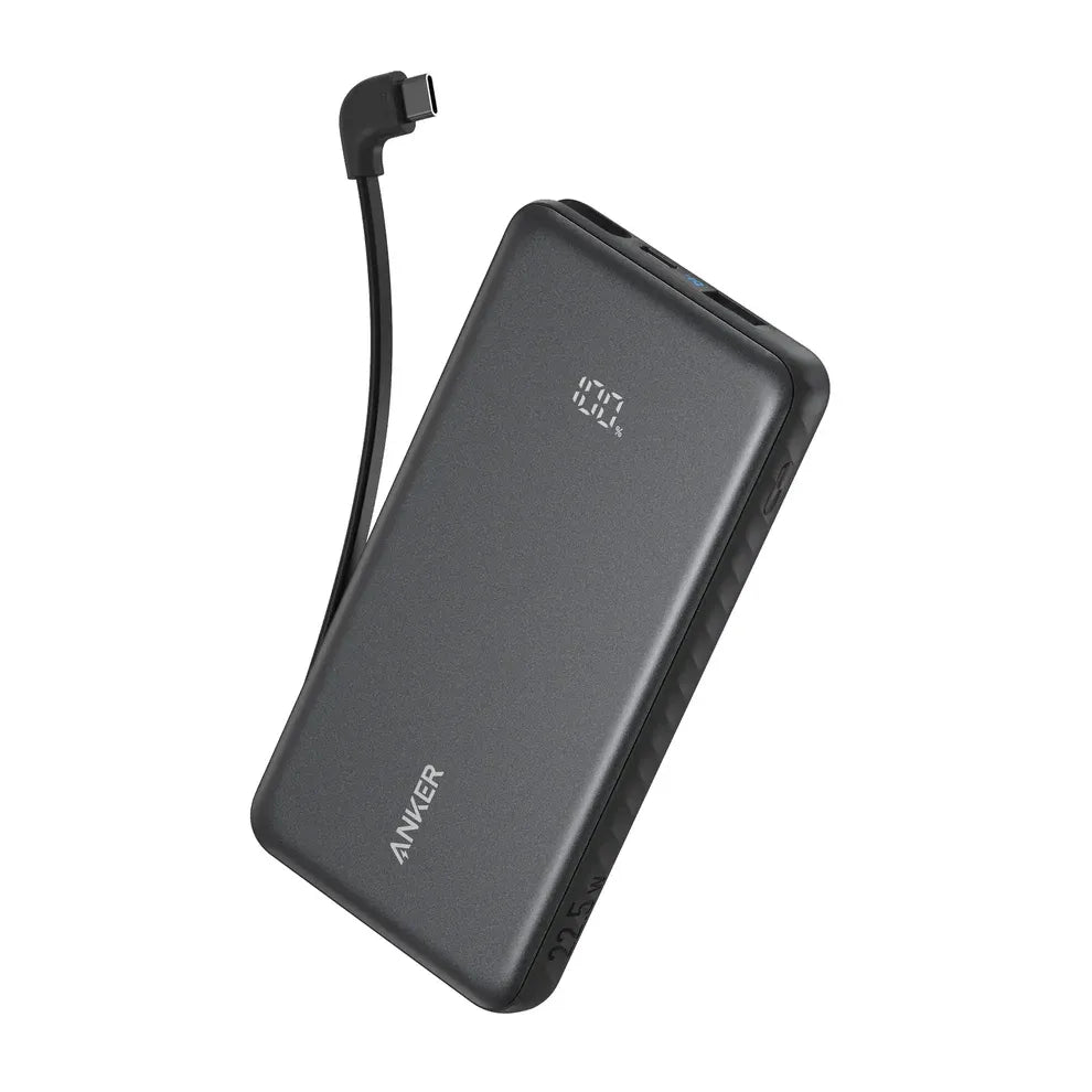 باور بانك أنكر Zolo بسعة 10,000 مللي أمبير – شحن سريع 22.5 واط مع كابل USB-C مدمج | أسود