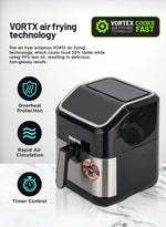 Geepas Digital Air Fryer 5L Touch Screen Vortex Timer 50-200°C