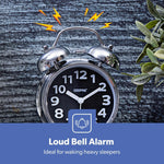 ساعة منبه جيباس بمسمارين – فضي كرومي