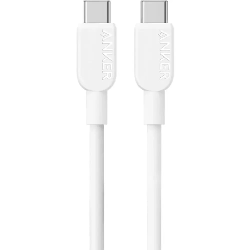 شاحن أنكر ثنائي المنفذ سريع الشحن بقدرة 20 واط مع كابل USB-C | أبيض