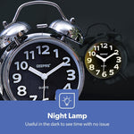 ساعة منبه جيباس بمسمارين – فضي كرومي