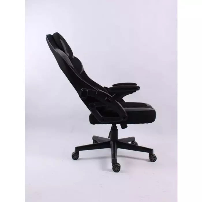 Black Bull Gaming Chair  With Headrest Up & Down Slide Adjustable and Moveable Armrest, Fabric