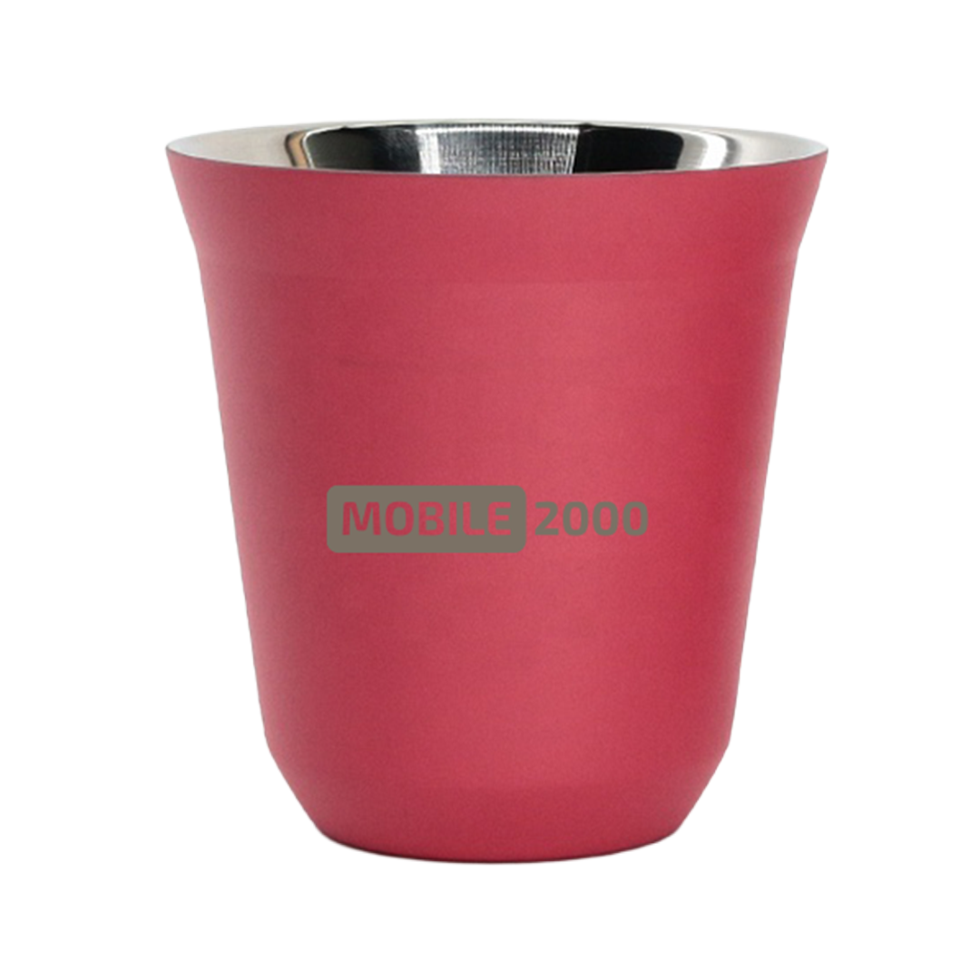 Large Double Wall Insulated Stainless Steel Espresso Cups – Reusable & Dishwasher Safe Mugs | red