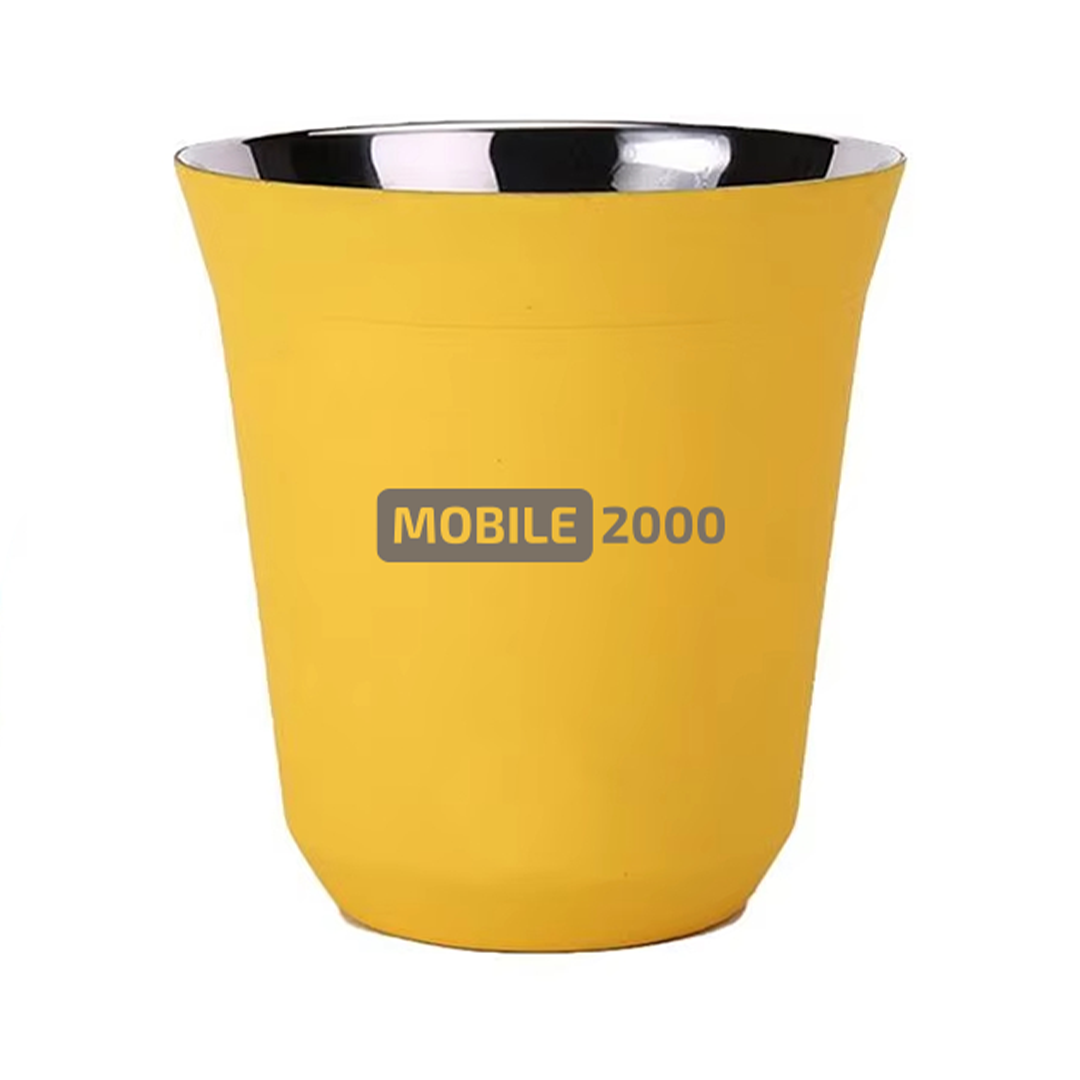 Large Double Wall Insulated Stainless Steel Espresso Cups – Reusable & Dishwasher Safe Mugs | yellow