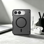 LZEL SILICORE Premium Silicone MagSafe Case with Metal Camera Frame for iPhone Duo | Dark Gray
