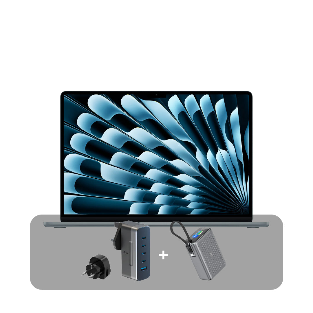 آبل ماك بوك إير 15 بوصة – بشريحة M4، ذاكرة 16 جيجابايت، سعة 512 جيجابايت SSD + عرض الباندل | أزرق سماوي