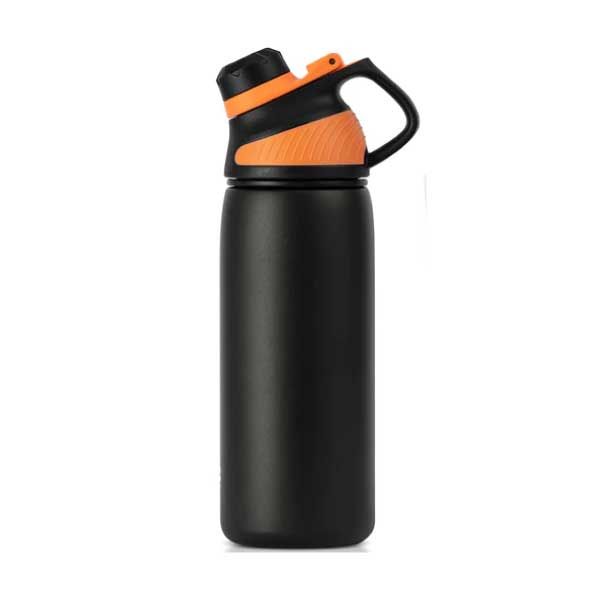 Asli Global 600ml Stainless Steel Metal Canteen for Travel Water Bottle | Black