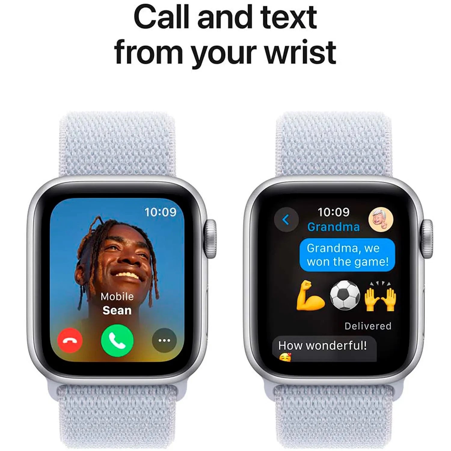 Apple Watch SE GPS 44mm Silver Aluminium Case with Blue Cloud Sport Loop