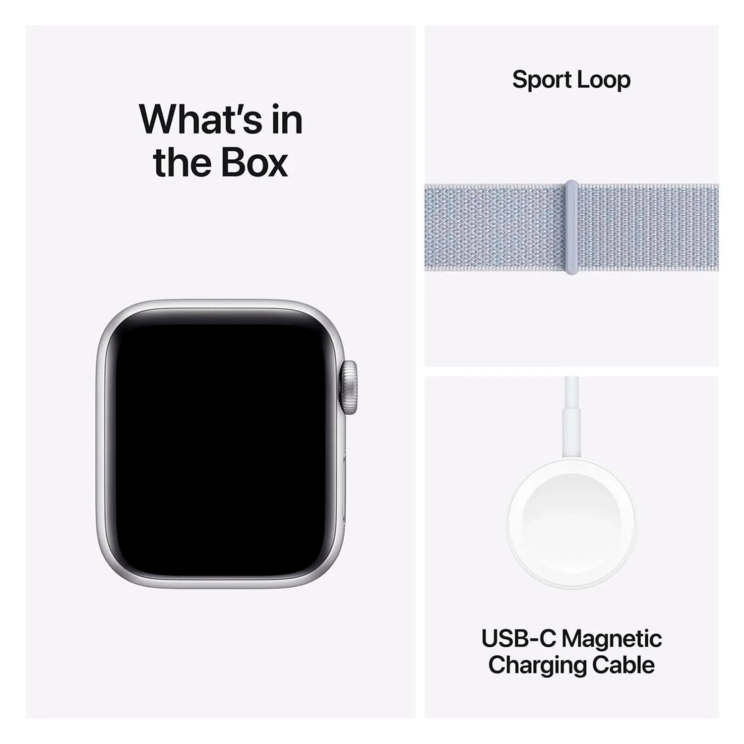 Apple Watch SE GPS 44mm Silver Aluminium Case with Blue Cloud Sport Loop