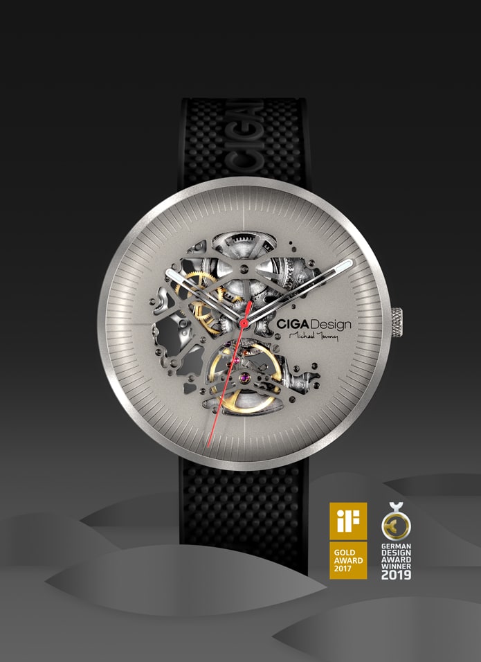 CIGA Design Titanium Edition Michael YoungSeries Automatic Mechanical Skeleton WristWatch | Black