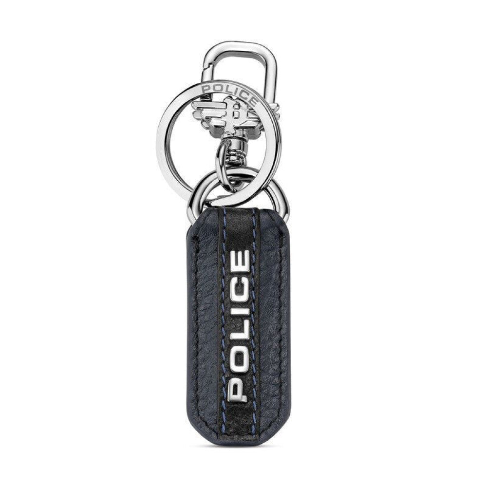 Police Avon Mens Keyring in Leather Navy Blue