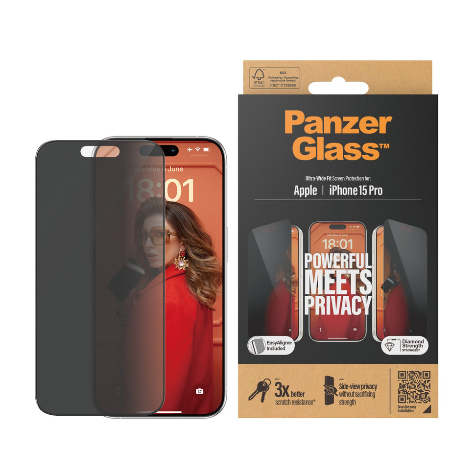 Panzer iPhone 15 Pro Glass Full Privacy Screen