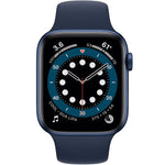 Apple Watch Series 6 GPS + Cellular, 44mm Blue Aluminium Case with Deep Navy Sport Band - Regular