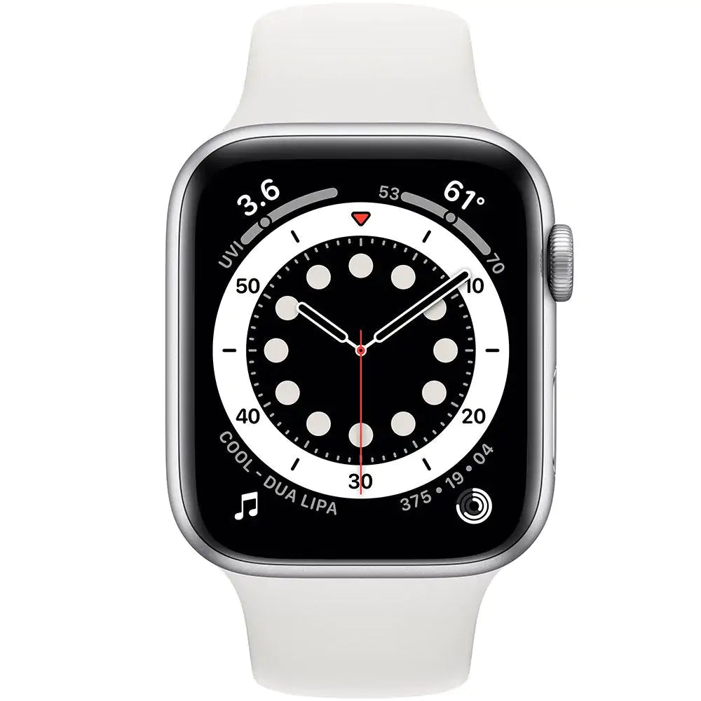 Apple Watch Series 6 GPS + Cellular, 40mm Silver Aluminium Case with White Sport Band - Regular