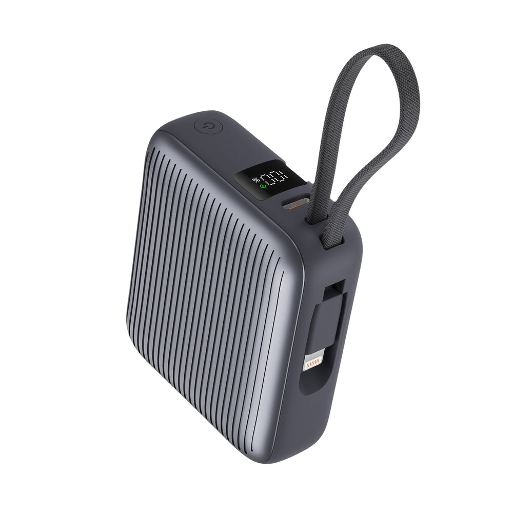 LZEL Neurode Sync - 10,000mAh PD Mini Power Bank 22.5W with Built-in Cable
