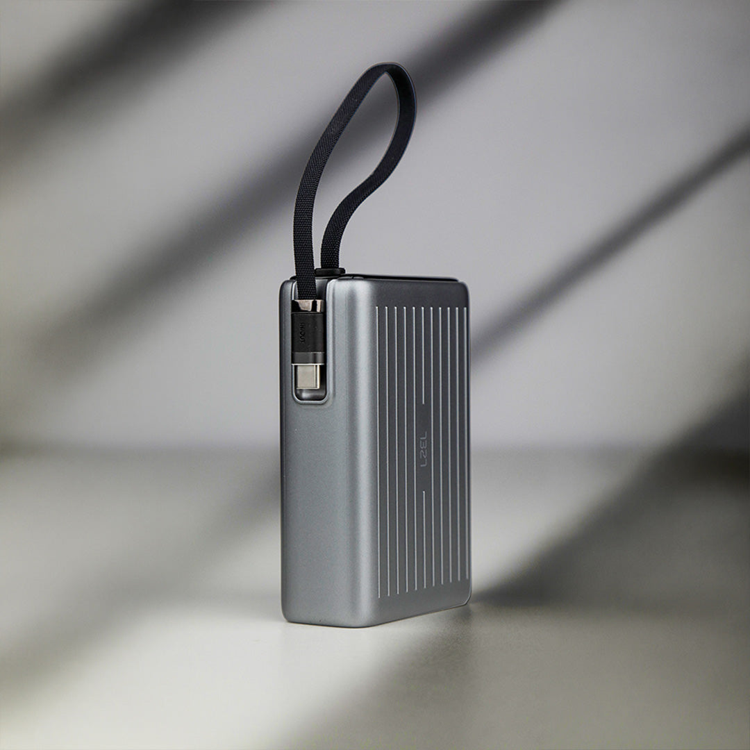 باور بانك Lzel Neurode Sync بسعة 20000 مللي أمبير | PD3.0 و QC3.0 | شحن بقدرة 65 واط | كابل USB-C مدمج مع شحن PD
