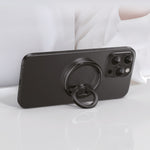 حامل للهاتف من أسلي جلوبال مغناطيسي حلقي لامع | أسود