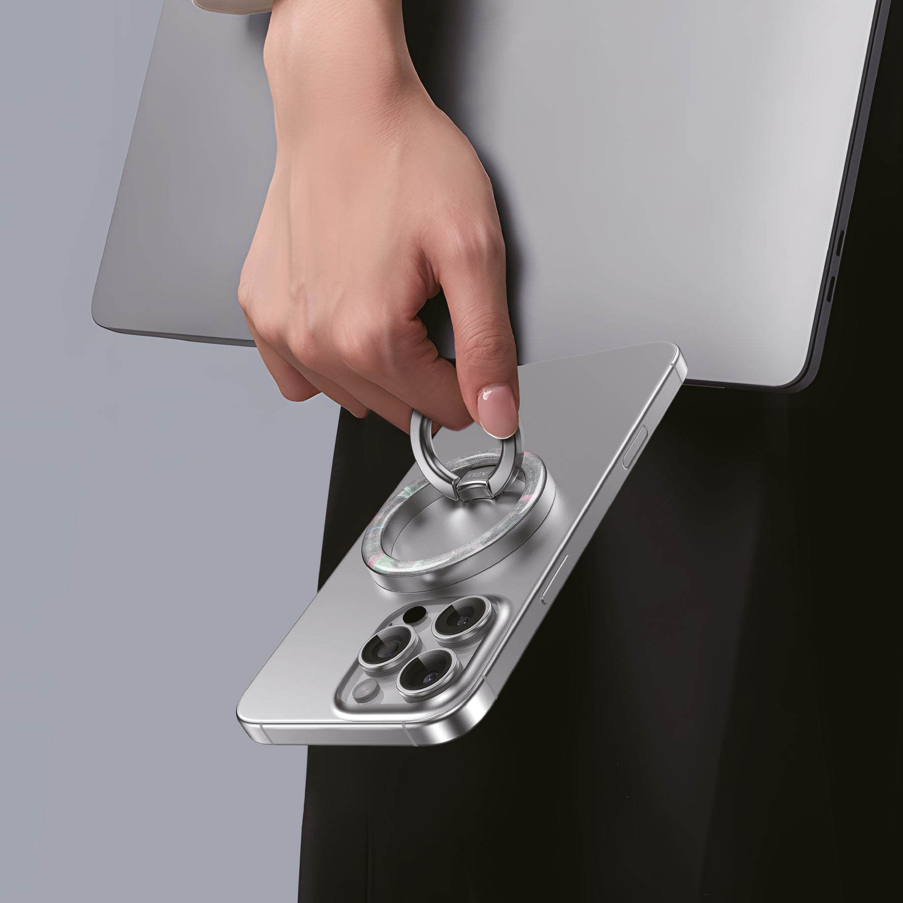 Asli Magnaring Flex Magnetic Phone Holder Ring Stand Shining |White/Silver