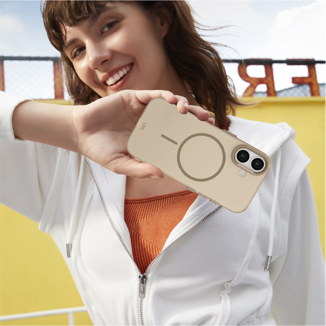 LZEL Magkryden Slim Case for iPhone 17 | Crystal Clear + Titanium Copper