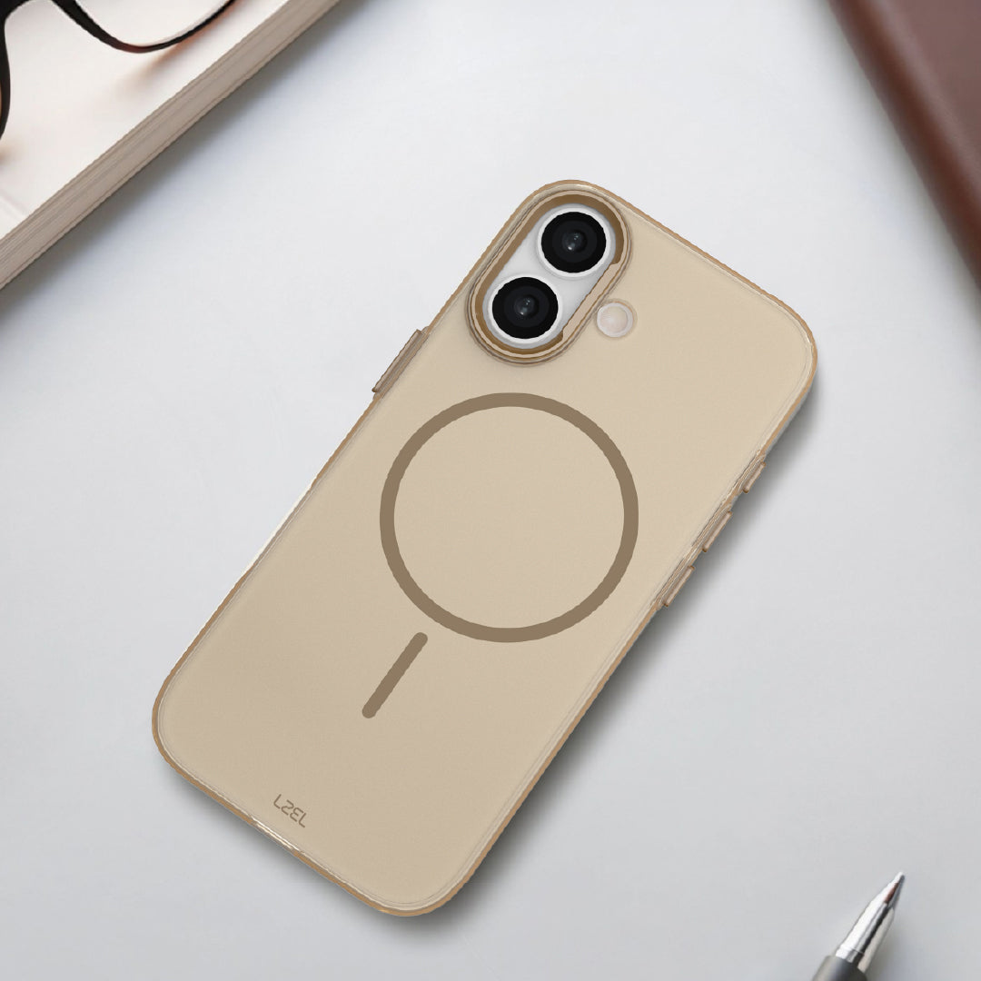 LZEL Magkryden Slim Case for iPhone 17 | Crystal Clear + Titanium Copper