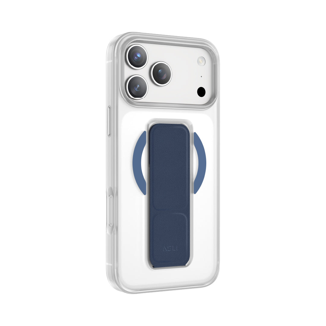 Asli Global MagTrox Gravitas MagSafe Leather Grip Case for iPhone 17 Pro | Blue