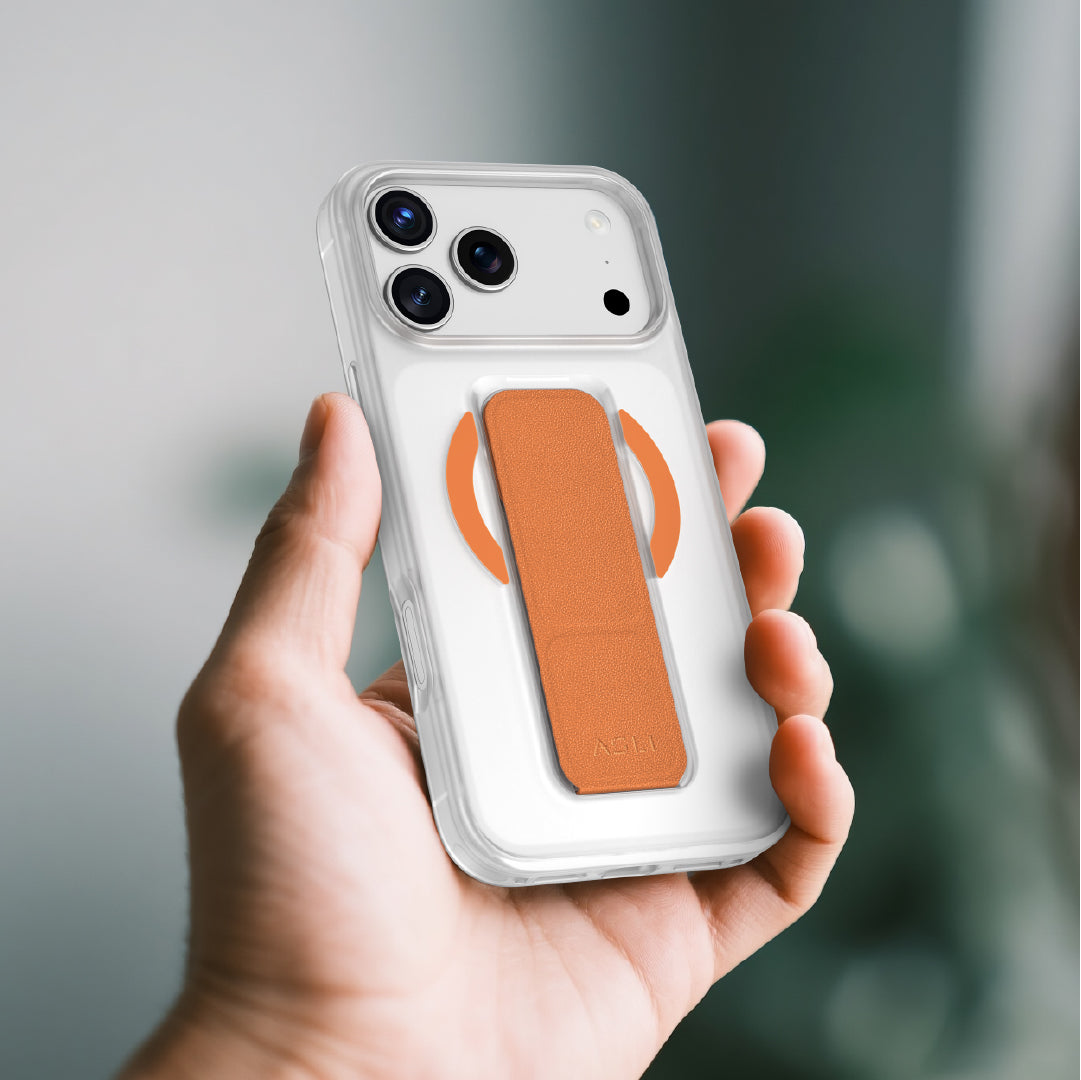 Asli Global MagTrox Gravitas MagSafe Leather Grip Case for iPhone 17 Pro Max | Orange