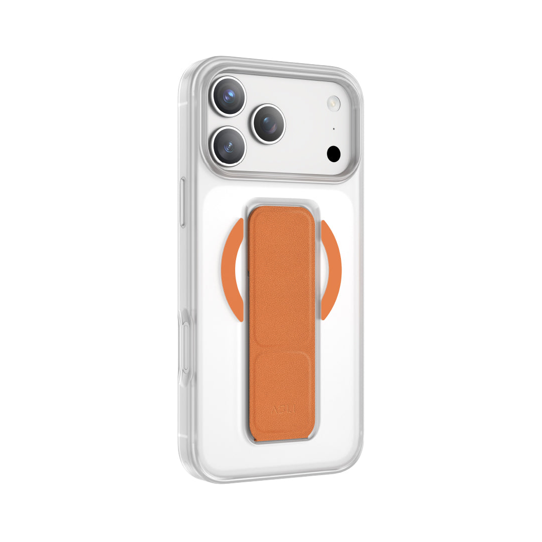 Asli Global MagTrox Gravitas MagSafe Leather Grip Case for iPhone 17 Pro | Orange