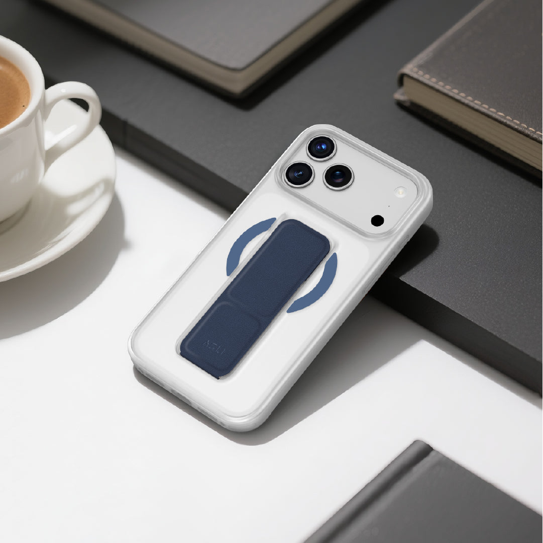 Asli Global MagTrox Gravitas MagSafe Leather Grip Case for iPhone 17 Pro Max | Blue