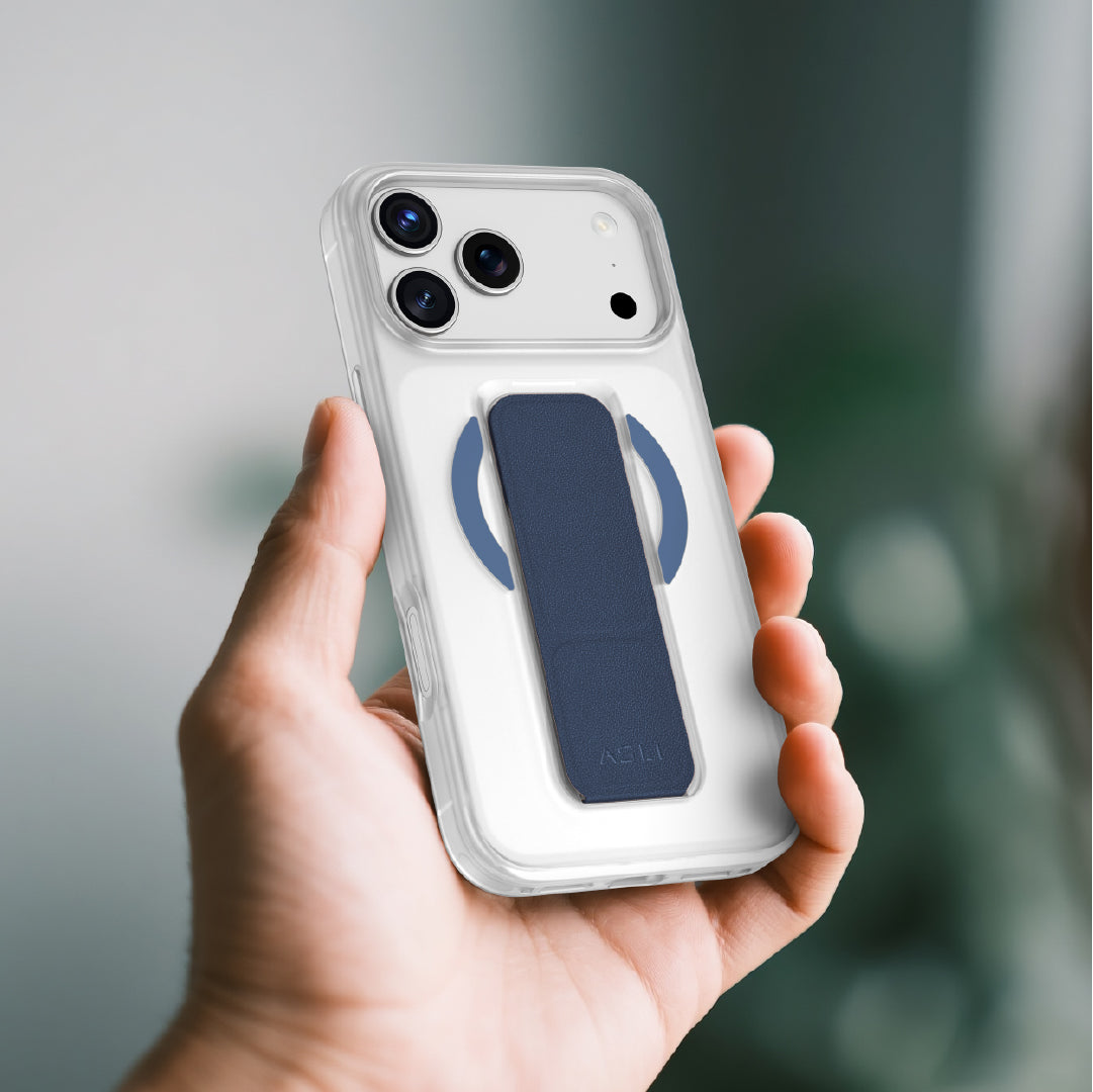 Asli Global MagTrox Gravitas MagSafe Leather Grip Case for iPhone 17 Pro Max | Blue