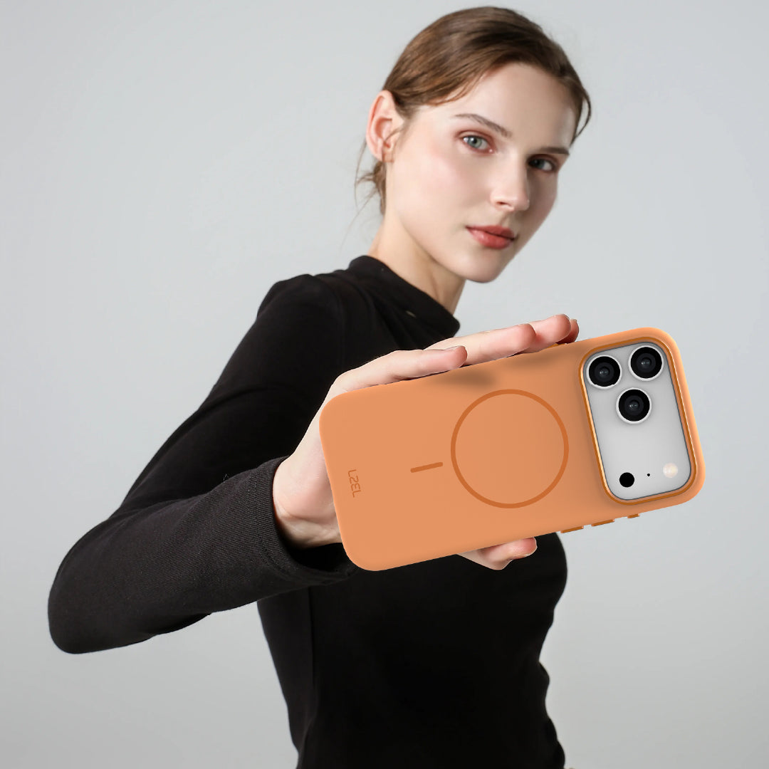 LZEL Magnexin Silicone Case for iPhone 17 Pro Max | Papaya Orange