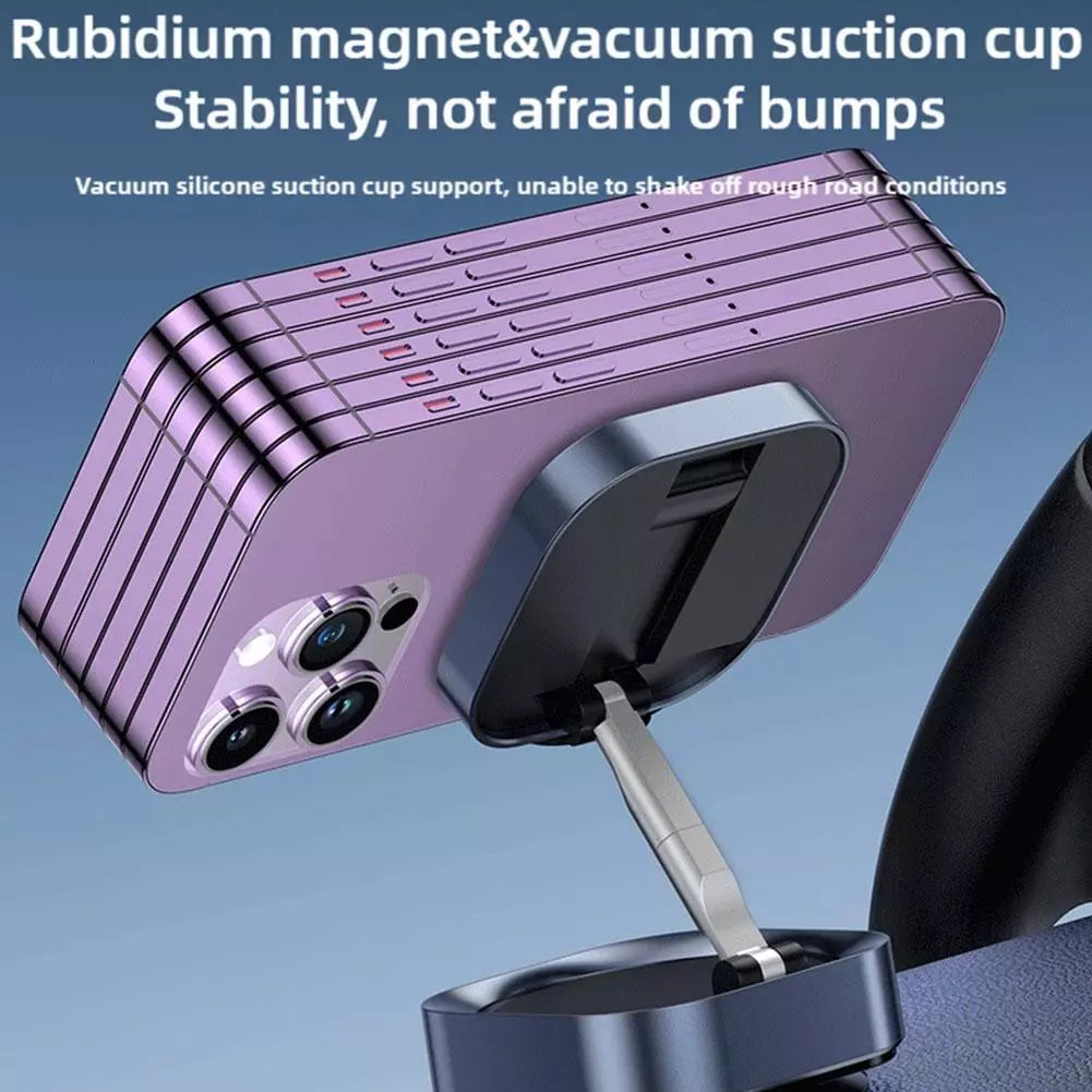 Automobile Holder Vacuum Suction Magnetic Charger Stand | Silver