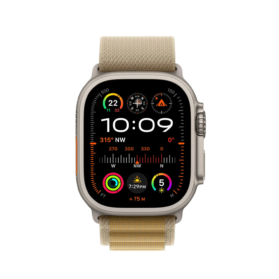 Apple Watch Ultra 2 (2024) - 49mm - GPS + Cellular - Natural Titanium Case - Tan Alpine Loop | M