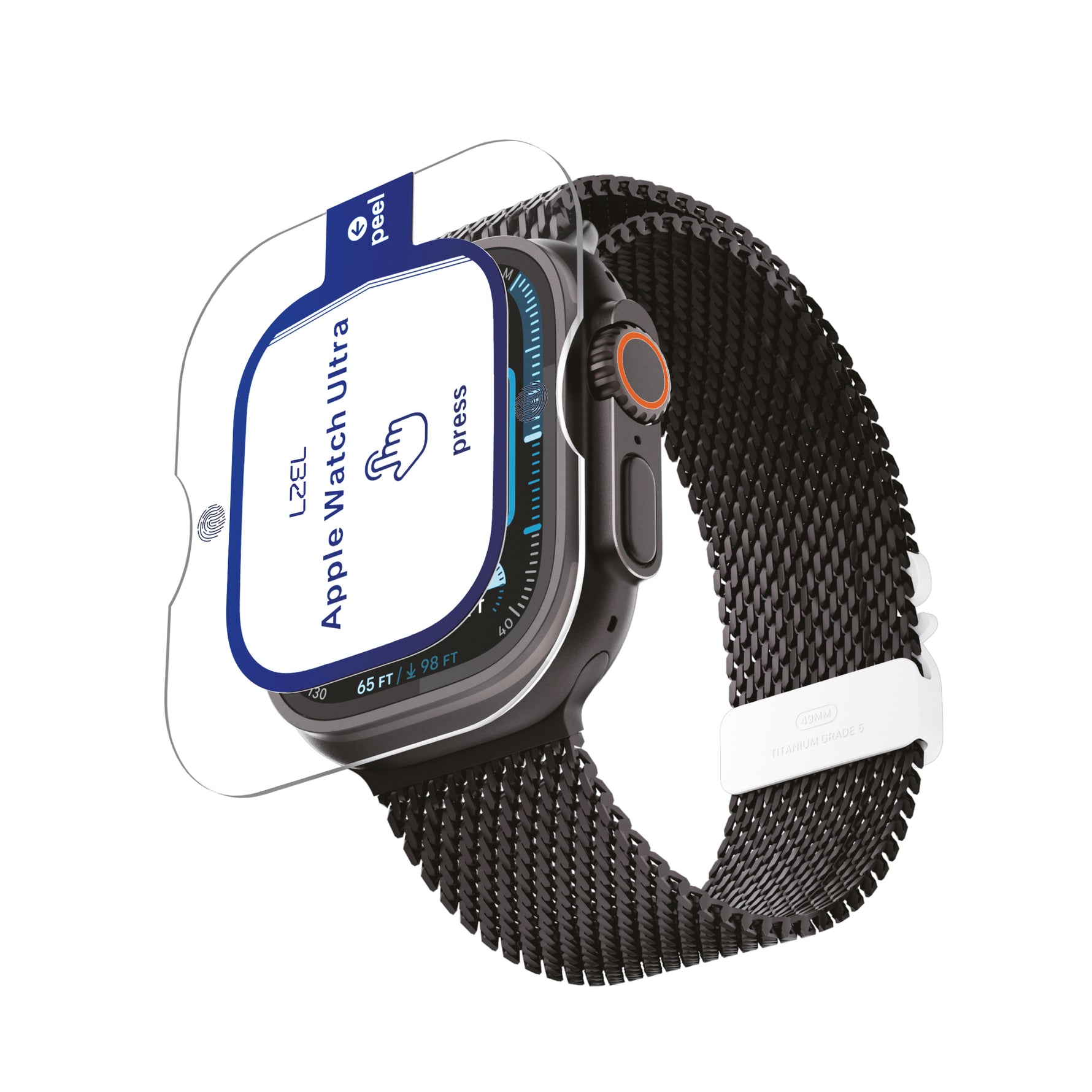 حماية شاشة لساعة Apple Watch Ultra / Ultra 2 من ليزل بحواف تيتانيوم مقاس 49 مم|شفاف