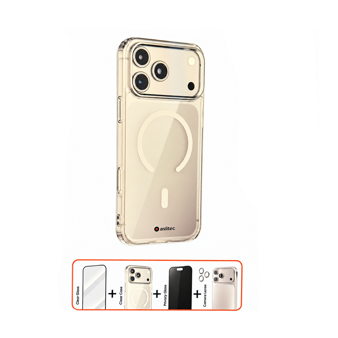 كفر Aslitec SHIELD ARMOR360 متكامل مع زجاج حماية حراري مدمج لـهاتف iPhone 18 Pro & Pro Max
