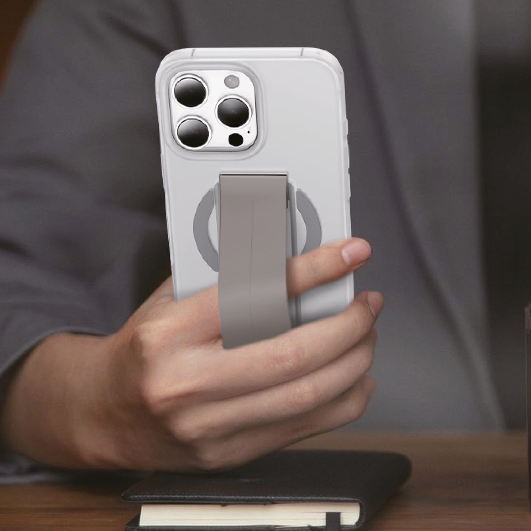 Asli Global Gravitas iPhone 15 Pro MagSilicone MagSafe With Flexible Gray Grip Case