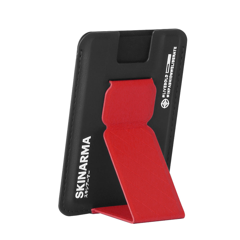 SkinArma Mag-Charge Card Holder With Grip Stand | Black / Red