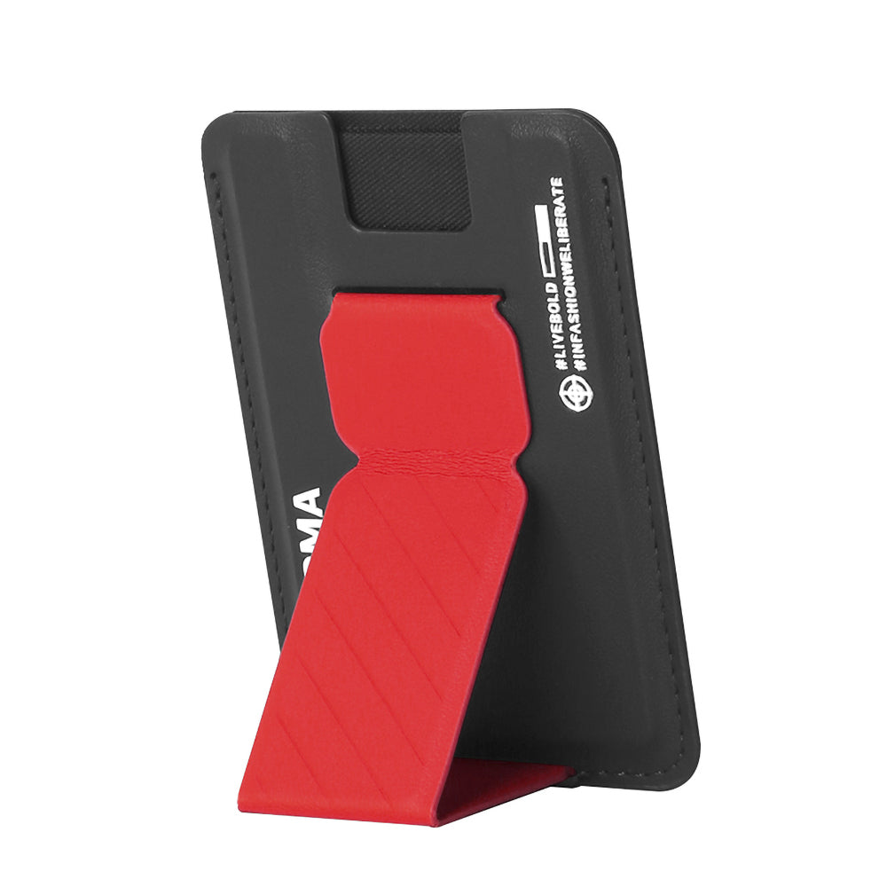 SkinArma Mag-Charge Card Holder With Grip Stand | Black / Red