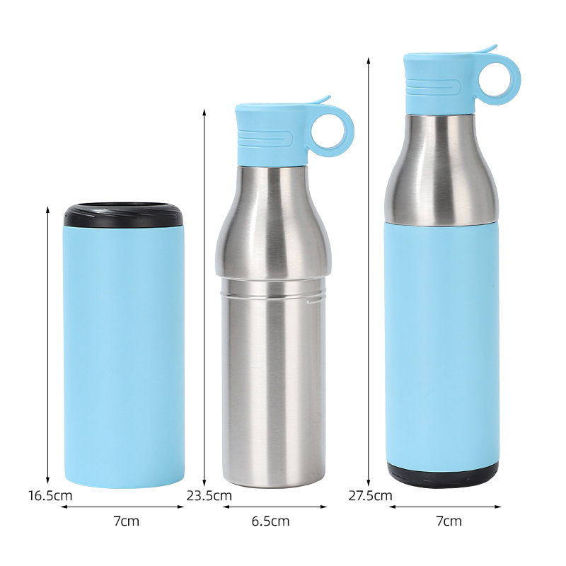 LZEL Natura Elva Vacuum Bottle Dual 400 mL + 400 mL | Sky Blue Aluminum