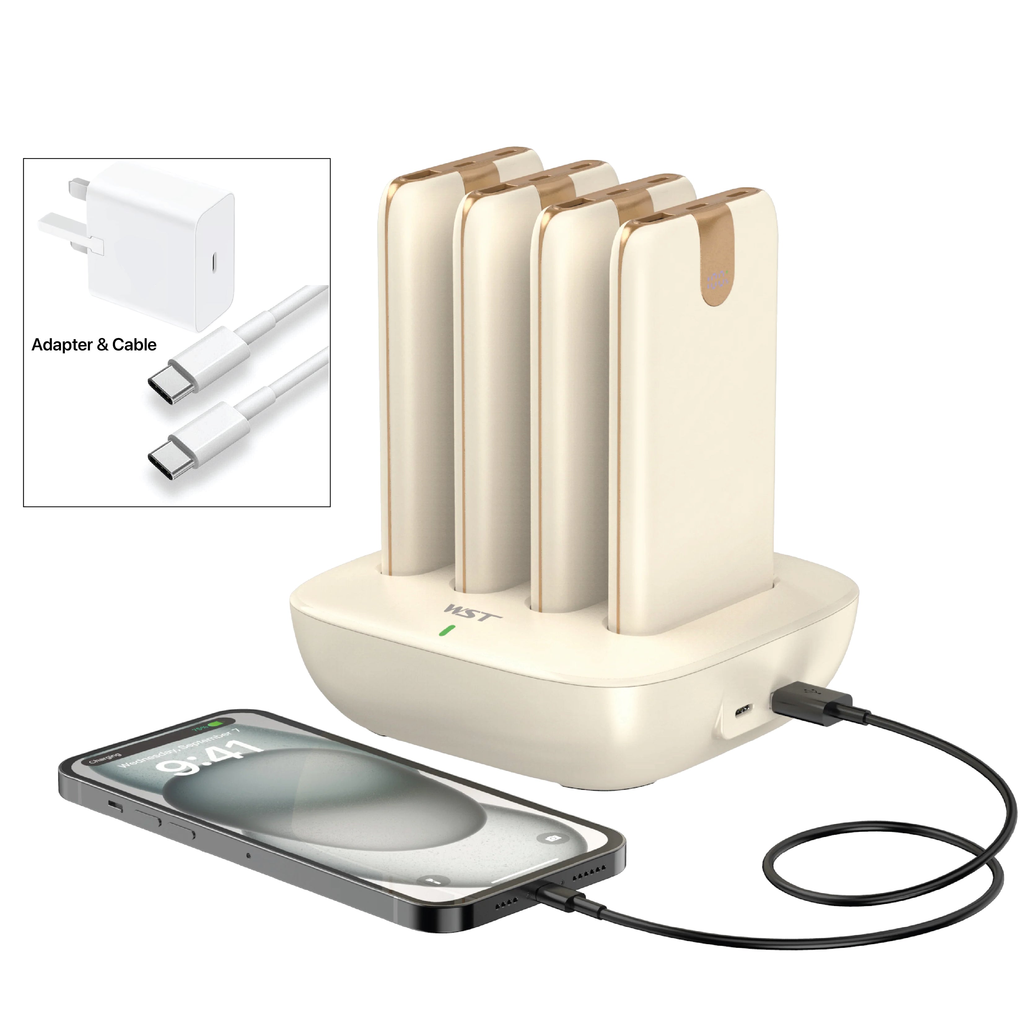 LZEL Quadra Energia Y Station 10000mAh Charging Station Built In Cable Lightning And Type-C | Yellow