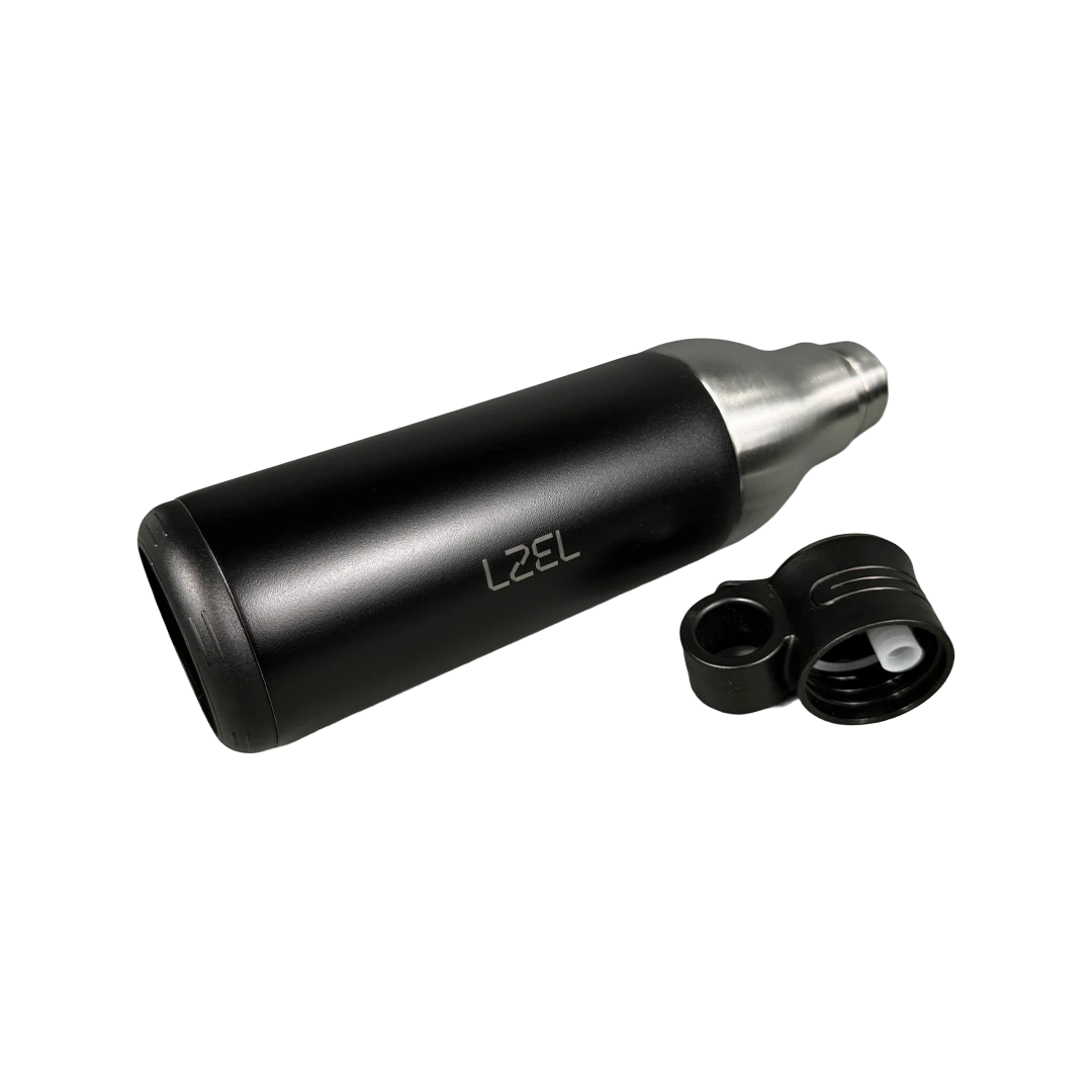  زجاجة حرارية مزدوجة من LZEL Natura Elva – حجم 400 مل + 400 مل | أسود