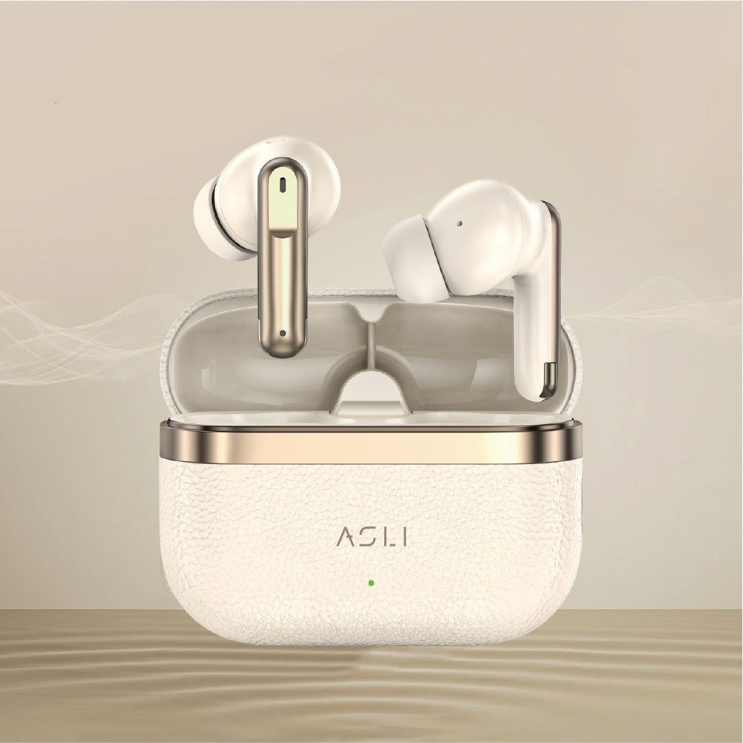 Asli Global EcoPods Air TWS Wireless ANC Bluetooth Earbuds with Active Noise Cancellation | Gold
