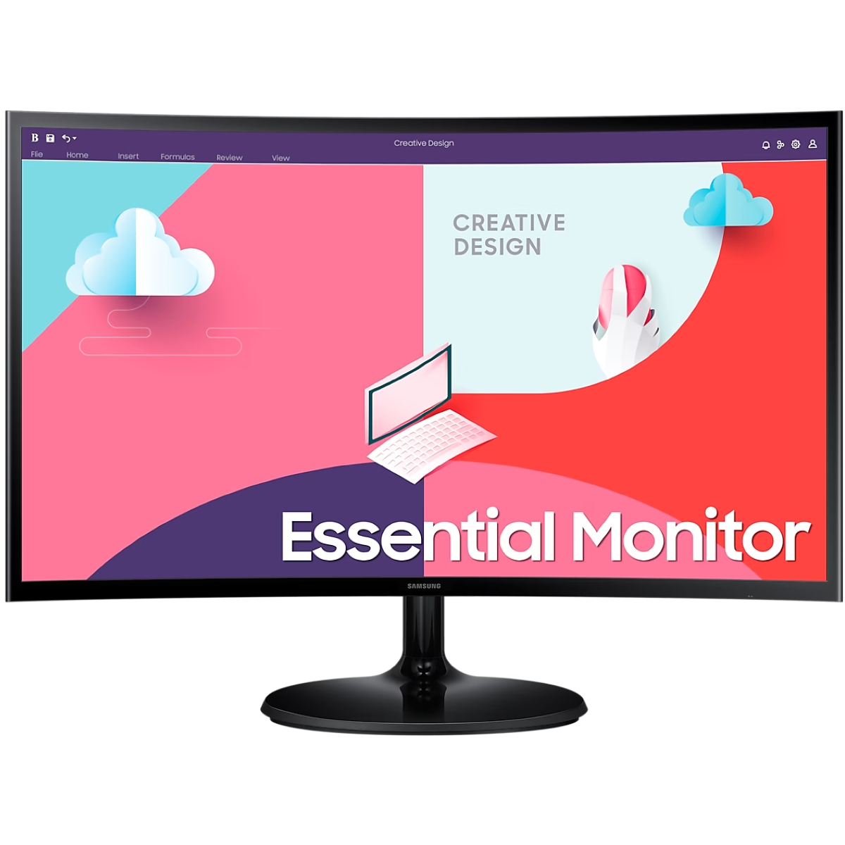 شاشة ألعاب منحنية من سامسونج Essential مقاس 24 بوصة FHD VA LED بتردد 75 هرتز زمن استجابة 4 (GTG)