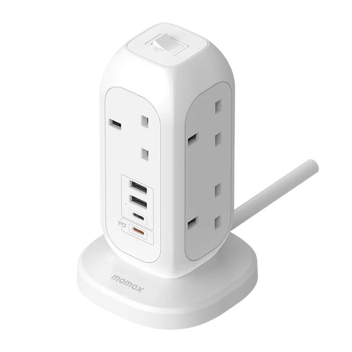 Momax Oneplug 7-Outlet Power Strip With USB |White