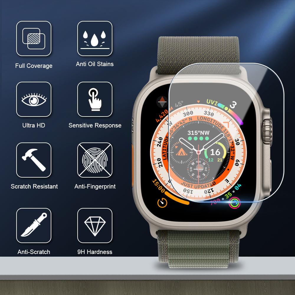 LZEL Zentrix Shield Titanium Edge Screen Protector For 49mm Watch |Transparent